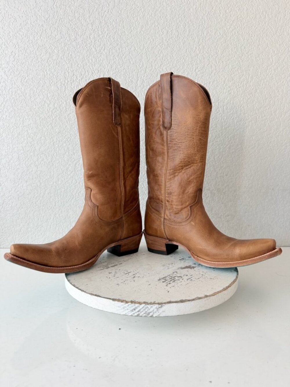 Lane EMMA JANE Brown Cowboy Boots Size 8 Western Cowgirl Mid Calf Tall Snip Toe - Picture 9 of 12